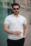 Erkek Kısa Kollu çizgi Desenli örme Kumaş Tshirt resmi